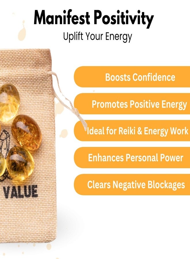 Plus Value Premium Citrine Tumbled Sunela Pebbles Stone Reiki Healing Crystal Aura Chakra (100grams, jute bag) - Image 4